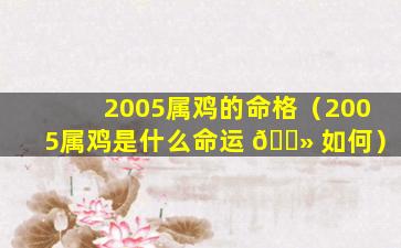 2005属鸡的命格（2005属鸡是什么命运 🌻 如何）